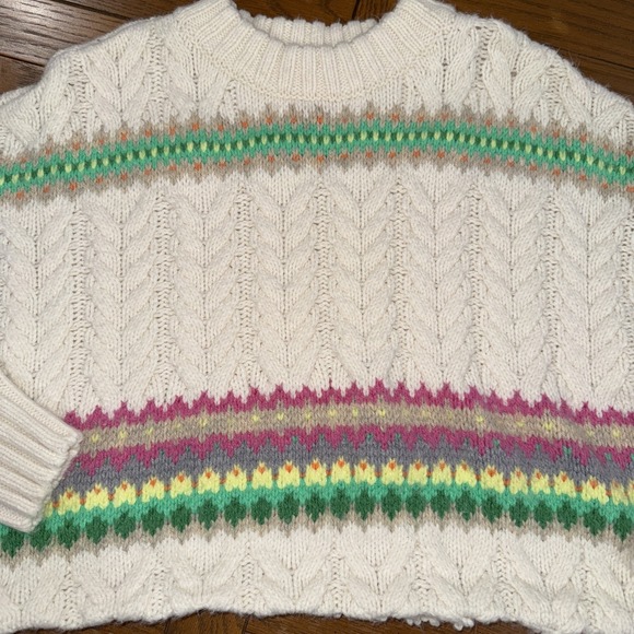 American Eagle Striped Cable Knit Sweater M Oversized Cropped Multicolor - Picture 1 of 9